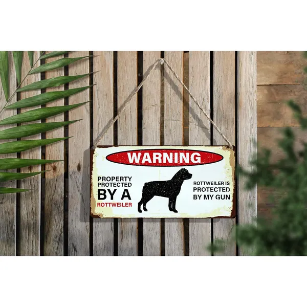 Multicolor_Warning_Property_Protected_By_A_Rottweiler_Wood_Sign_Rottweiler_Wooden_Signs_Rustic_Hanging_Plaque_Home_Wall_Art_12"_X_6"_Sign_Wall_Decor_|_For_Home