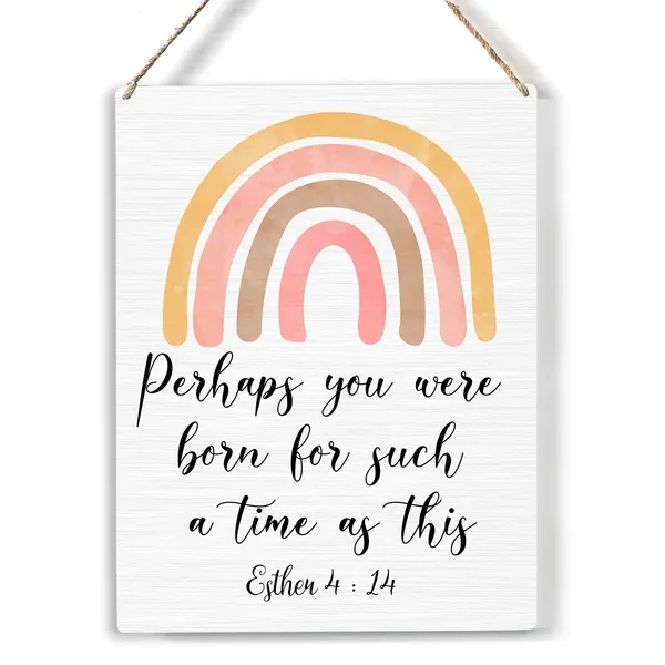 Multicolor_Inspirational_Rainbow_Bible_Verse_Wood_Sign_Esther_4_:_14_Christian_Wooden_Signs_Rustic_Hanging_Plaque_Home_Wall_Art_8"_X_10"_Sign_Wall_Decor_|_For_Home_Office