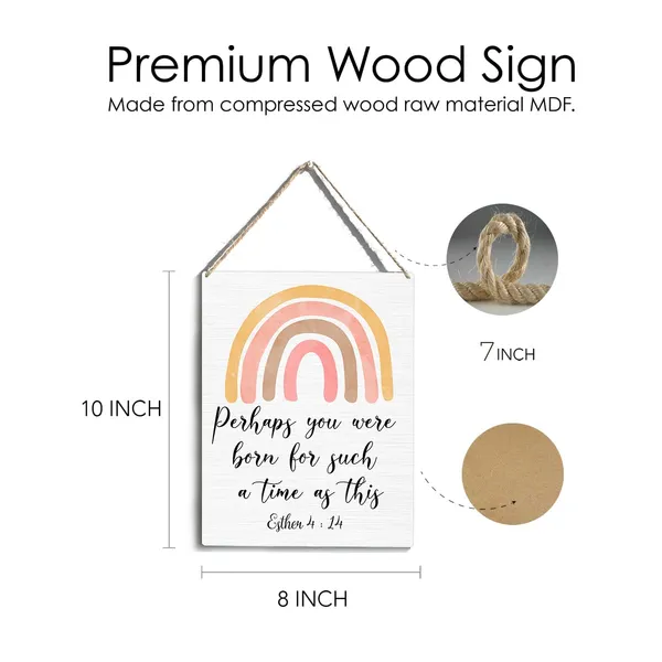 Multicolor_Inspirational_Rainbow_Bible_Verse_Wood_Sign_Esther_4_:_14_Christian_Wooden_Signs_Rustic_Hanging_Plaque_Home_Wall_Art_8"_X_10"_Sign_Wall_Decor_|_For_Home_Office