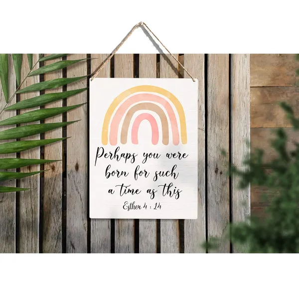 Multicolor_Inspirational_Rainbow_Bible_Verse_Wood_Sign_Esther_4_:_14_Christian_Wooden_Signs_Rustic_Hanging_Plaque_Home_Wall_Art_8"_X_10"_Sign_Wall_Decor_|_For_Home_Office