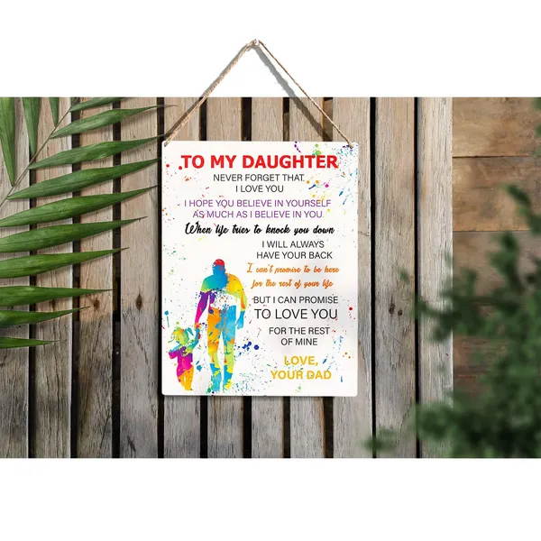 Multicolor_Daughter_Never_|_Forget_That_I_Love_You_Wood_Sign_To_My_Daughter_Watercolor_Wooden_Signs_Rustic_Hanging_Plaque_Home_Wall_Art_"8_X_10"_Perfect_Daughter_Sign_Wall_Decor_|_For_Home_Bedroom