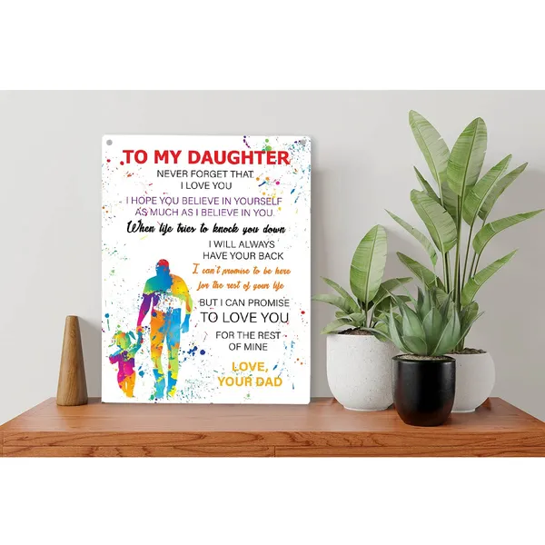 Multicolor_Daughter_Never_|_Forget_That_I_Love_You_Wood_Sign_To_My_Daughter_Watercolor_Wooden_Signs_Rustic_Hanging_Plaque_Home_Wall_Art_"8_X_10"_Perfect_Daughter_Sign_Wall_Decor_|_For_Home_Bedroom