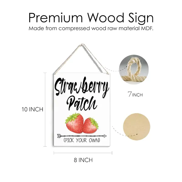 Multicolor_Strawberry_Patch_Wood_Sign_Summer_Strawberry_Wooden_Signs_Rustic_Hanging_Plaque_Home_Wall_Art_8"_X_10"_Sign_Wall_Decor_|_For_Home_Kitchen