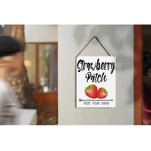 Multicolor_Strawberry_Patch_Wood_Sign_Summer_Strawberry_Wooden_Signs_Rustic_Hanging_Plaque_Home_Wall_Art_8"_X_10"_Sign_Wall_Decor_|_For_Home_Kitchen