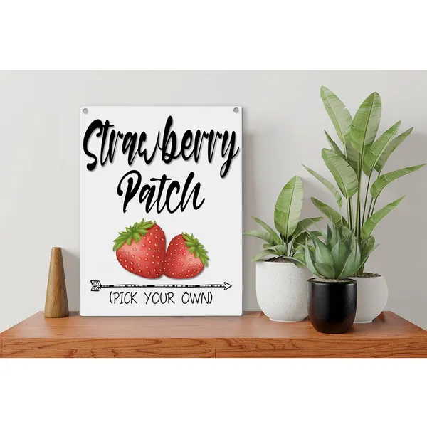 Multicolor_Strawberry_Patch_Wood_Sign_Summer_Strawberry_Wooden_Signs_Rustic_Hanging_Plaque_Home_Wall_Art_8"_X_10"_Sign_Wall_Decor_|_For_Home_Kitchen