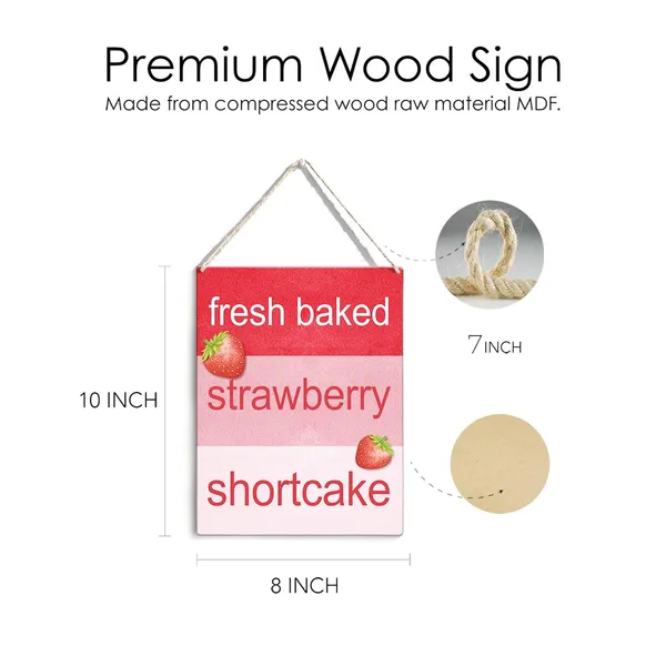 Multicolor_Kitchen_Strawberry_Wood_Sign_Fresh_Baked_Strawberry_Shortcake_Wooden_Signs_Rustic_Summer_Hanging_Plaque_Home_Wall_Art_8"_X_10"_Sign_Wall_Decor_|_For_Home_Kitchen
