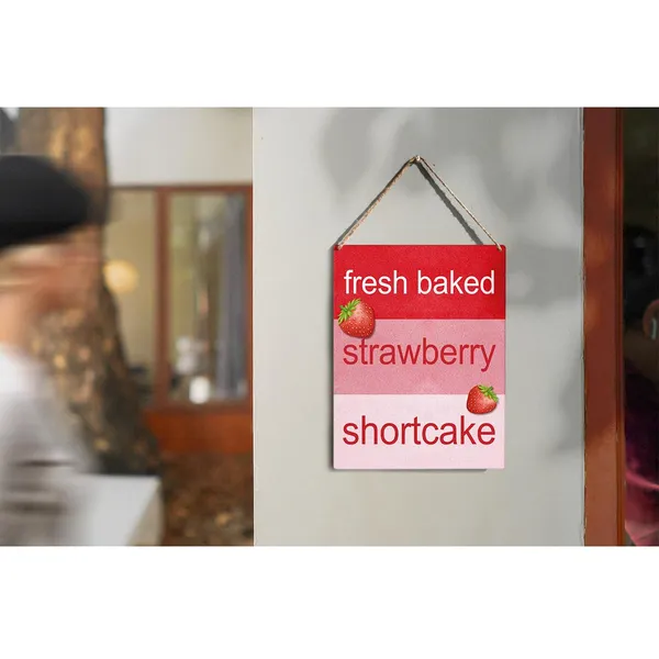 Multicolor_Kitchen_Strawberry_Wood_Sign_Fresh_Baked_Strawberry_Shortcake_Wooden_Signs_Rustic_Summer_Hanging_Plaque_Home_Wall_Art_8"_X_10"_Sign_Wall_Decor_|_For_Home_Kitchen