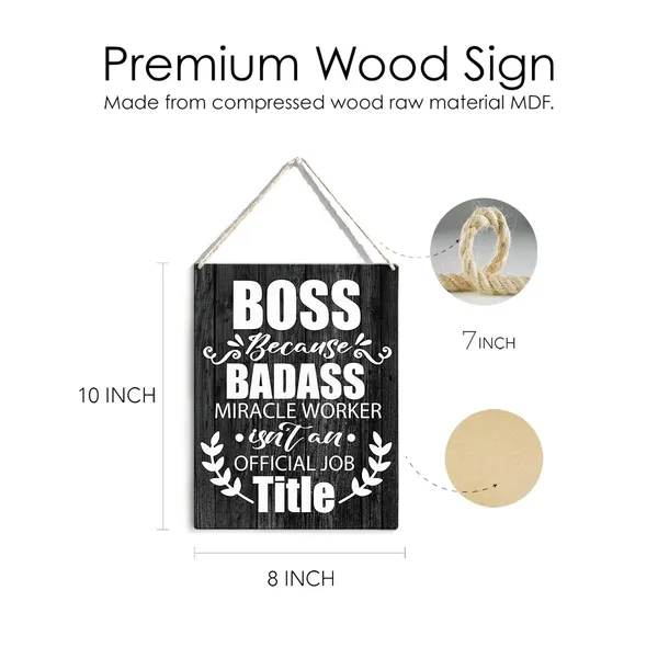 Multicolor_Boss_Quote_Wood_Sign_Boss_Because_Badass_Miracle_Worker_Wooden_Signs_Rustic_Hanging_Plaque_Home_Wall_Art_8"_X_10"_Sign_Wall_Decor_|_For_Home_Office