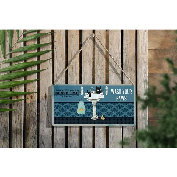Multicolor_Black_Cat_Wash_Your_Paws_Wood_Sign_Black_Cat_Lovers_Wooden_Signs_Rustic_Hanging_Plaque_Home_Wall_Art_12"_X_6"_Sign_Wall_Decor_|_For_Home_Bathroom_Toilet