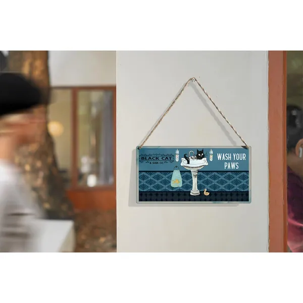 Multicolor_Black_Cat_Wash_Your_Paws_Wood_Sign_Black_Cat_Lovers_Wooden_Signs_Rustic_Hanging_Plaque_Home_Wall_Art_12"_X_6"_Sign_Wall_Decor_|_For_Home_Bathroom_Toilet