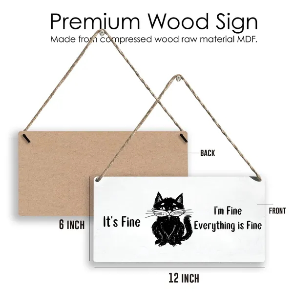 Multicolor_I'M_Fine_Everything_Is_Fine_Wood_Sign_Black_Cat_Lovers_Wooden_Signs_Rustic_Hanging_Plaque_Home_Wall_Art_12"_X_6"_Sign_Wall_Decor_|_For_Home