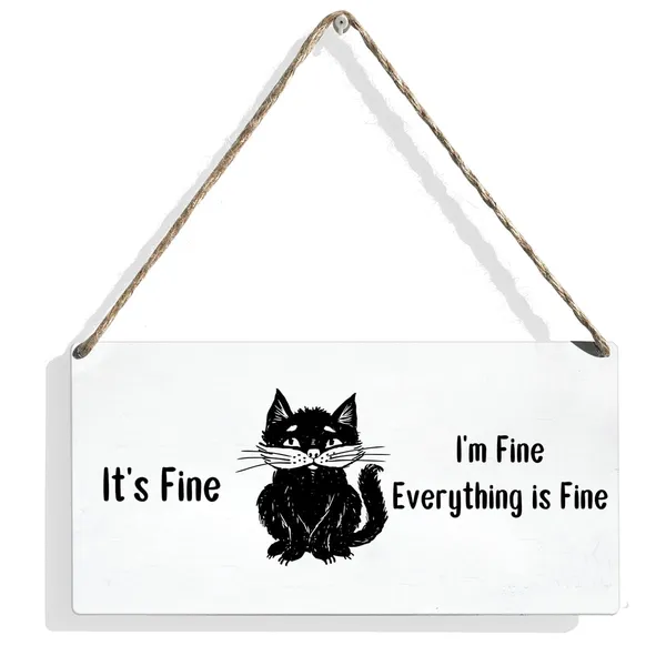 Multicolor_I'M_Fine_Everything_Is_Fine_Wood_Sign_Black_Cat_Lovers_Wooden_Signs_Rustic_Hanging_Plaque_Home_Wall_Art_12"_X_6"_Sign_Wall_Decor_|_For_Home