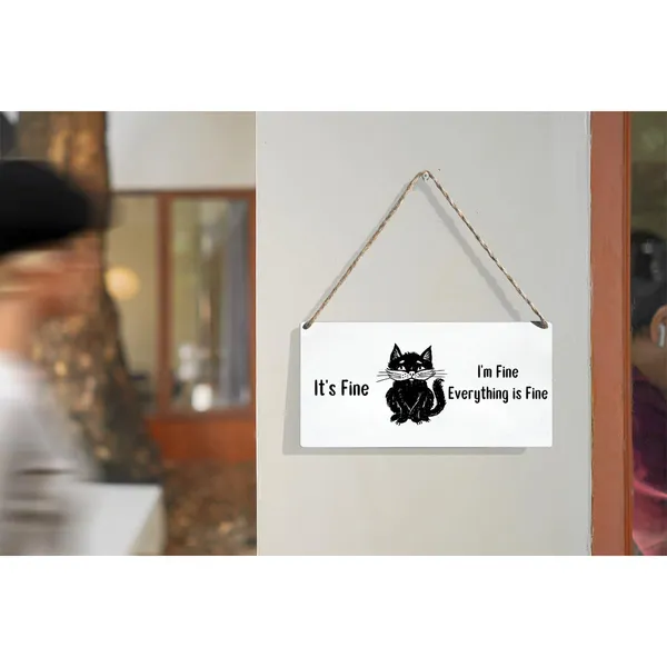 Multicolor_I'M_Fine_Everything_Is_Fine_Wood_Sign_Black_Cat_Lovers_Wooden_Signs_Rustic_Hanging_Plaque_Home_Wall_Art_12"_X_6"_Sign_Wall_Decor_|_For_Home