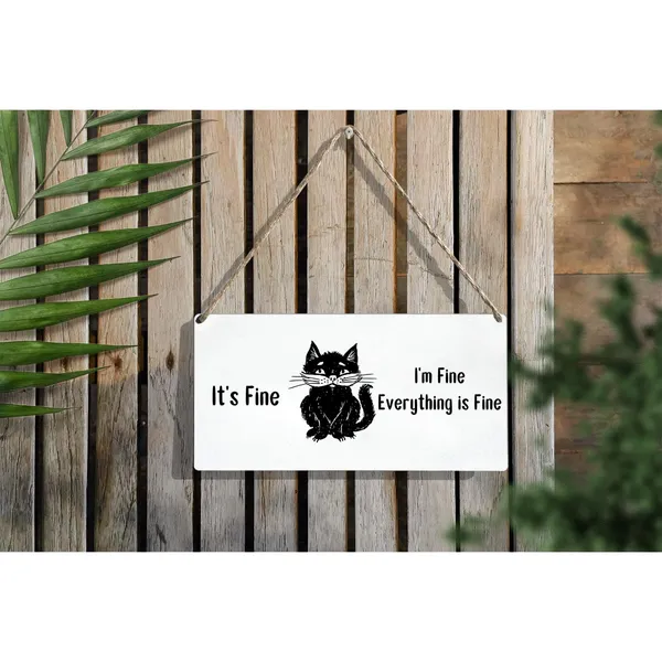 Multicolor_I'M_Fine_Everything_Is_Fine_Wood_Sign_Black_Cat_Lovers_Wooden_Signs_Rustic_Hanging_Plaque_Home_Wall_Art_12"_X_6"_Sign_Wall_Decor_|_For_Home