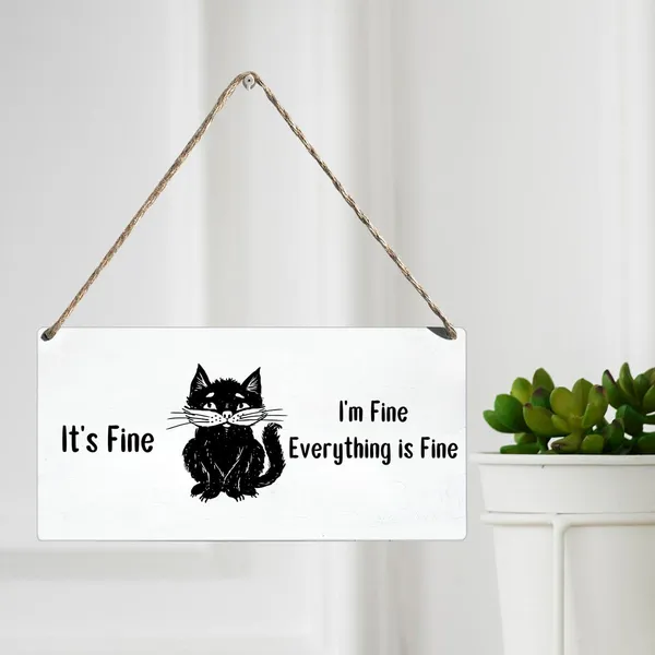 Multicolor_I'M_Fine_Everything_Is_Fine_Wood_Sign_Black_Cat_Lovers_Wooden_Signs_Rustic_Hanging_Plaque_Home_Wall_Art_12"_X_6"_Sign_Wall_Decor_|_For_Home
