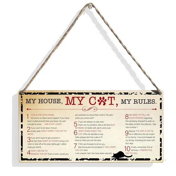 Multicolor_My_House_My_Cat_My_Rules_Quote_Wood_Sign_Cat_Lovers_Wooden_Signs_Rustic_Hanging_Plaque_Home_Wall_Art_12"_X_6"_Sign_Wall_Decor_|_For_Home