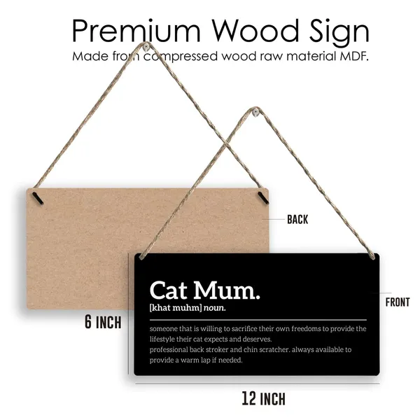 Multicolor_Cat_Mum_Definition_Wood_Sign_Cat_Lovers_Wooden_Signs_Rustic_Hanging_Plaque_Home_Wall_Art_12"_X_6"_Sign_Wall_Decor_|_For_Home_Cat_Mom