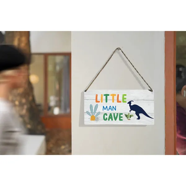 Multicolor_Little_Man_Cave_Wood_Sign_Dinosaur_Wooden_Signs_Rustic_Hanging_Plaque_Home_Wall_Art_12"_X_6"_Sign_Wall_Decor_|_For_Home_Bedroom