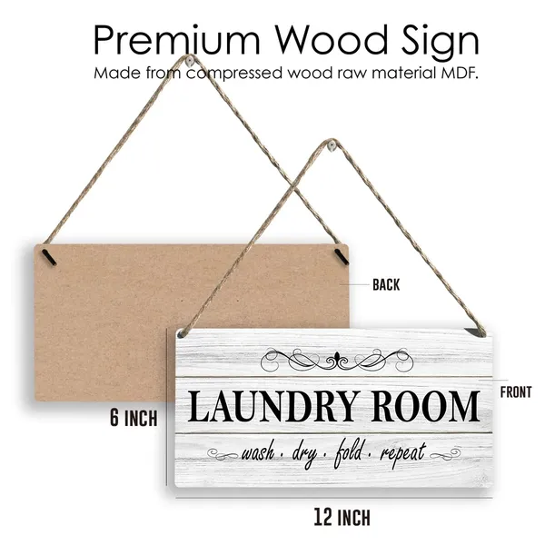 Multicolor_Laundry_Room_Wood_Sign_Laundry_Wooden_Signs_Rustic_Hanging_Plaque_Home_Wall_Art_12"_X_6"_Sign_Wall_Decor_|_For_Home