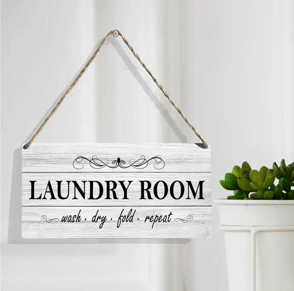 Multicolor_Laundry_Room_Wood_Sign_Laundry_Wooden_Signs_Rustic_Hanging_Plaque_Home_Wall_Art_12"_X_6"_Sign_Wall_Decor_|_For_Home