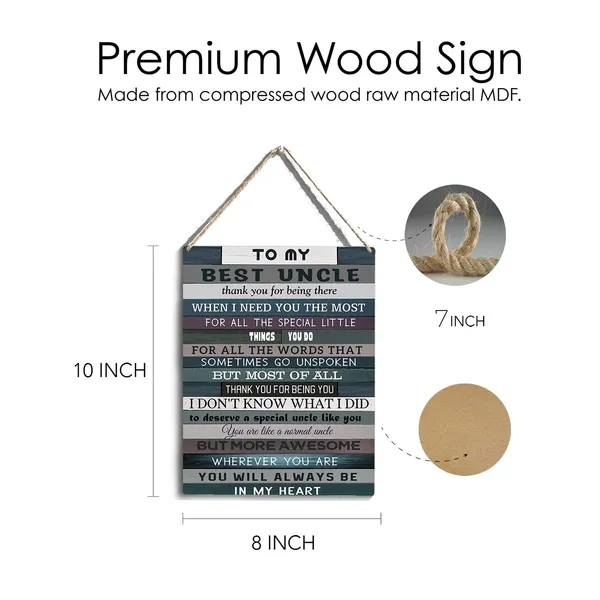 Multicolor_Uncle_Wood_Sign_To_My_Best_Thank_You_|_For_Being_There_Wooden_Signs_Rustic_Hanging_Plaque_Home_Wall_Art_"8_X_10",_Perfect_Father_Sign_Wall_Decor_|_For_Home_Bedroom
