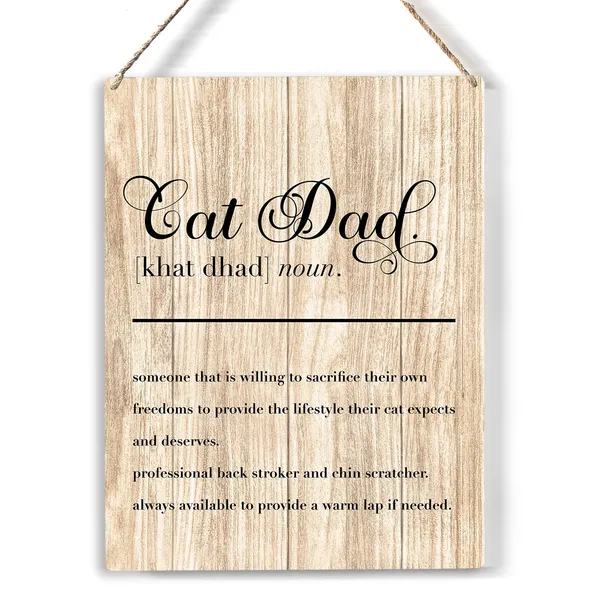 Multicolor_Cat_Dad_Wood_Sign_Cat_Dad_Definition_Wooden_Signs_Rustic_Hanging_Plaque_Home_Wall_Art_"8_X_10",_Perfect_Cat_Sign_Wall_Decor_|_For_Home