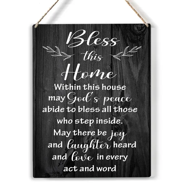 Multicolor_Bless_This_Home_Within_This_House_Wood_Sign_Blessing_Quote_Wooden_Signs_Rustic_Housewarming_Hanging_Plaque_Home_Wall_Art_8"_X_10"_Sign_Wall_Decor_|_For_Home