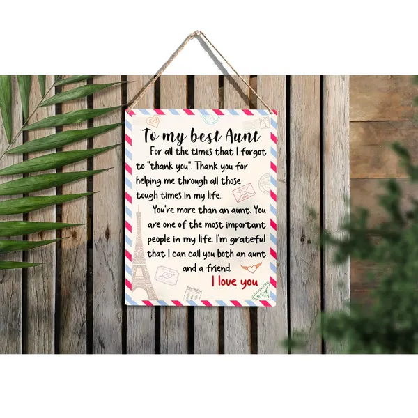 Multicolor_Aunt_Wood_Sign_To_My_Best_Aunt_I_Love_You_Wooden_Signs_Rustic_Hanging_Plaque_Home_Wall_Art_"8_X_10",_Perfect_Aunt_Sign_Wall_Decor_|_For_Home_Bedroom