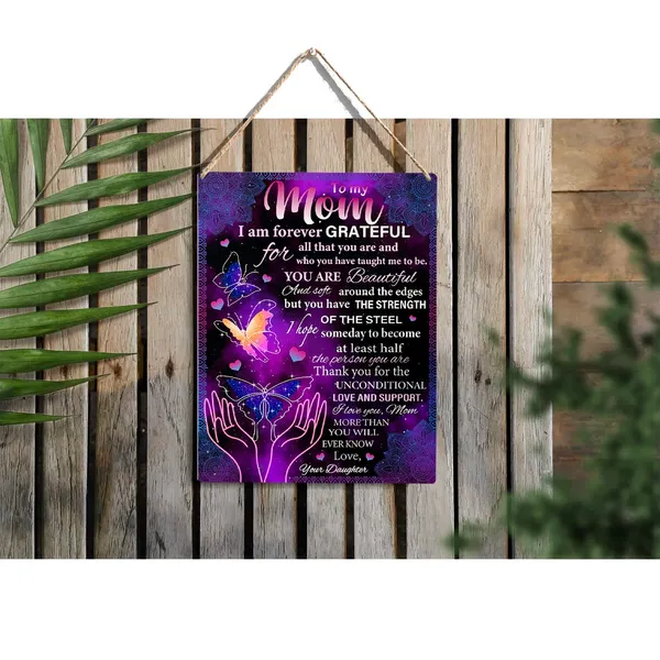 Multicolor_Butterfly_Mom_Wood_Sign_To_My_Mom_I_Am_|_Forever_Grateful_Wooden_Signs_Rustic_Hanging_Plaque_Home_Wall_Art_"8_X_10",_Perfect_Mother_Sign_Wall_Decor_|_For_Home_Bedroom