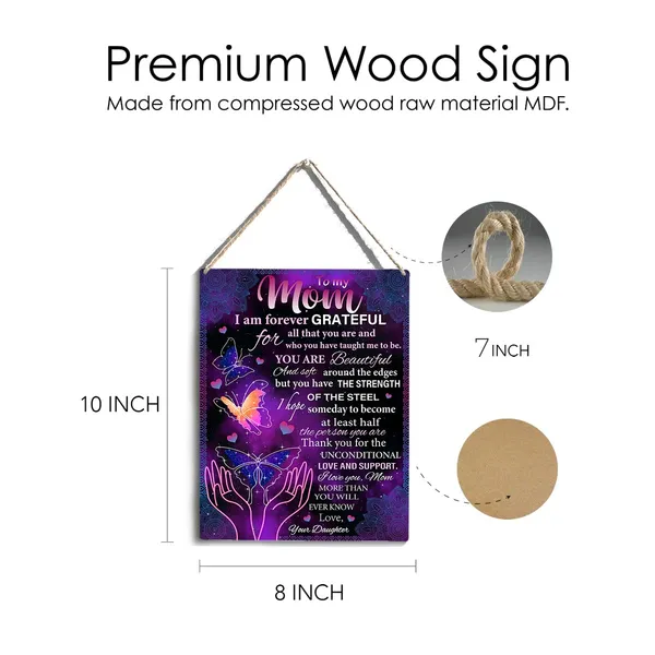 Multicolor_Butterfly_Mom_Wood_Sign_To_My_Mom_I_Am_|_Forever_Grateful_Wooden_Signs_Rustic_Hanging_Plaque_Home_Wall_Art_"8_X_10",_Perfect_Mother_Sign_Wall_Decor_|_For_Home_Bedroom