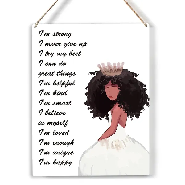 Multicolor_Positive_Affirmations_I'M_Kind_Wood_Sign_Black_Woman_Afo_Girl_Wooden_Signs_Rustic_Hanging_Plaque_Home_Wall_Art_"8_X_10",_Black_Girl_Sign_Wall_Decor_|_For_Home_Bedroom