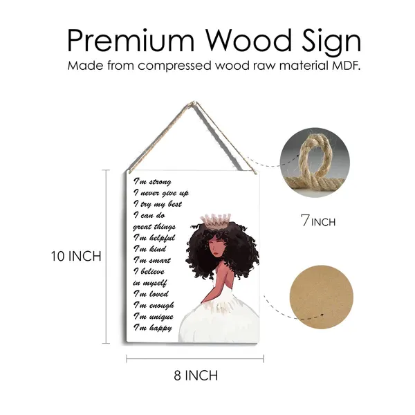 Multicolor_Positive_Affirmations_I'M_Kind_Wood_Sign_Black_Woman_Afo_Girl_Wooden_Signs_Rustic_Hanging_Plaque_Home_Wall_Art_"8_X_10",_Black_Girl_Sign_Wall_Decor_|_For_Home_Bedroom