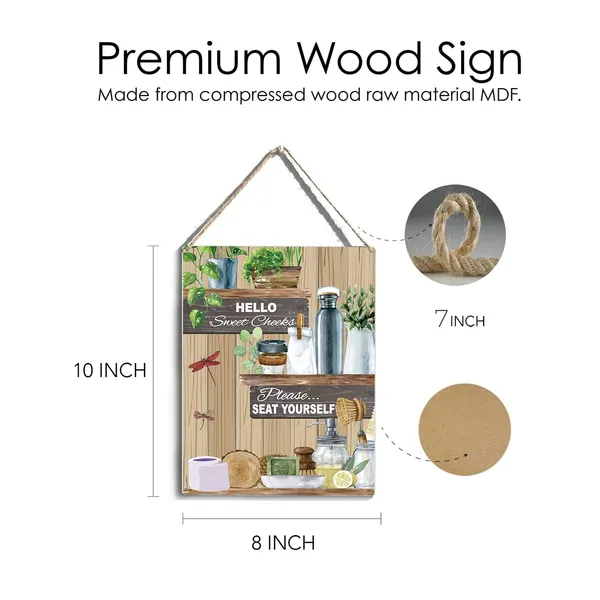 Multicolor_Rustic_Hello_Sweet_Cheeks_Please_Seat_Yourself_Wood_Sign_Bathroom_Wooden_Signs_Hanging_Plaque_Home_Wall_Art_"8_X_10",_Perfect_Sign_Wall_Decor_|_For_Home_Bathroom