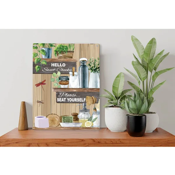 Multicolor_Rustic_Hello_Sweet_Cheeks_Please_Seat_Yourself_Wood_Sign_Bathroom_Wooden_Signs_Hanging_Plaque_Home_Wall_Art_"8_X_10",_Perfect_Sign_Wall_Decor_|_For_Home_Bathroom