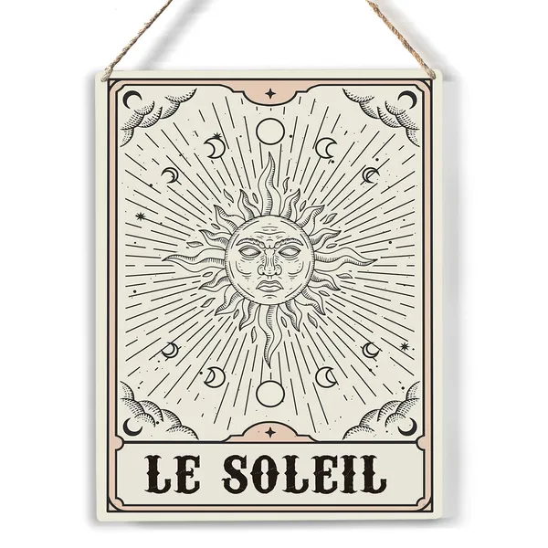 Multicolor_Retro_Tarot_Celestial_Wood_Sign_Boho_Tarot_Card_Sun_Wooden_Signs_Rustic_Hanging_Plaque_Home_Wall_Art_"8_X_10"_Magic_Sign_Wall_Decor_|_For_Home_Bedroom