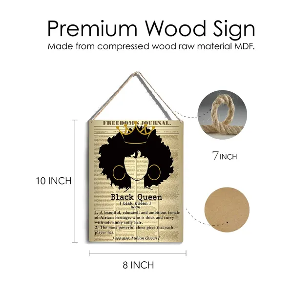 Multicolor_Retro_Black_Queen_Definition_Wood_Sign_Black_Woman_Wooden_Signs_Rustic_Hanging_Plaque_Home_Wall_Art_"8_X_10",_Perfect_Black_Women_Sign_Wall_Decor_|_For_Home_Bedroom