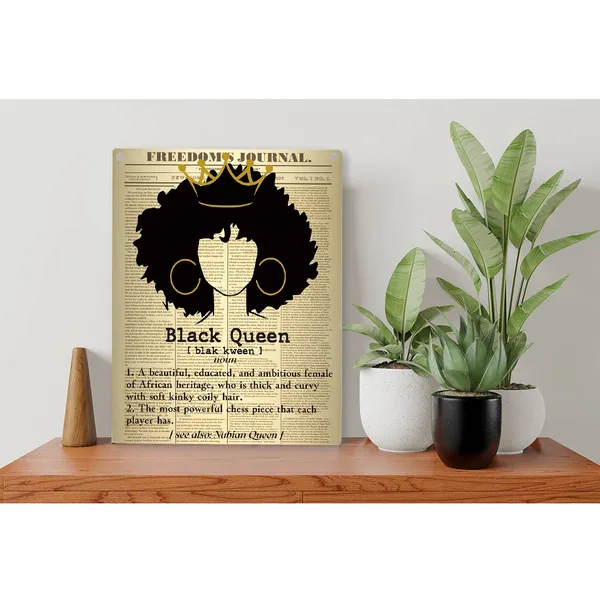 Multicolor_Retro_Black_Queen_Definition_Wood_Sign_Black_Woman_Wooden_Signs_Rustic_Hanging_Plaque_Home_Wall_Art_"8_X_10",_Perfect_Black_Women_Sign_Wall_Decor_|_For_Home_Bedroom
