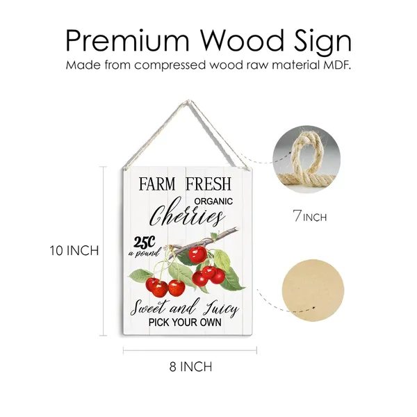Multicolor_Summer_Cherry_Wood_Sign_Farm_Fresh_Organic_Cherries_Wooden_Signs_Rustic_Summer_Hanging_Plaque_Home_Wall_Art_8"_X_10"_Sign_Wall_Decor_|_For_Home_Kitchen_Farmhouse
