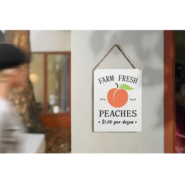 Multicolor_Farm_Fresh_Peaches_Wood_Sign_Summer_Peach_Wooden_Signs_Rustic_Hanging_Plaque_Home_Wall_Art_8"_X_10"_Sign_Wall_Decor_|_For_Home_Farmhouse_Kitchen