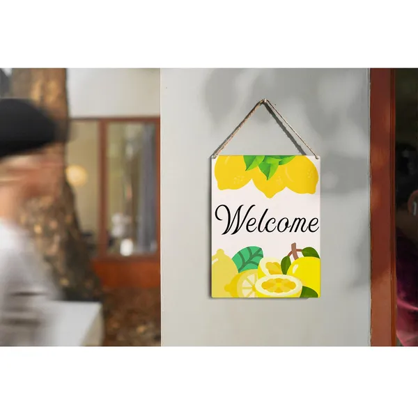 Multicolor_Lemon_Theme_Wood_Sign_Welcome_Lemon_Wooden_Signs_Rustic_Summer_Hanging_Plaque_Home_Wall_Art_8"_X_10"_Sign_Wall_Decor_|_For_Home_Kitchen