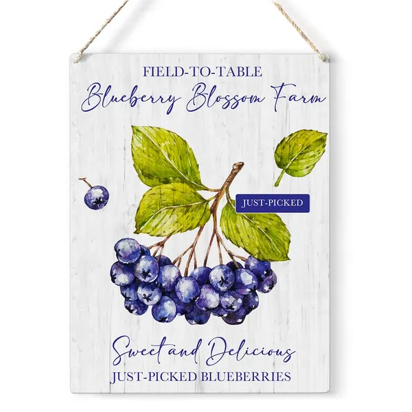 Multicolor_Blueberry_Wood_Sign_Blueberry_Blossom_Farm_Wooden_Signs_Rustic_Summer_Hanging_Plaque_Home_Wall_Art_8"_X_10"_Sign_Wall_Decor_|_For_Home_Kitchen