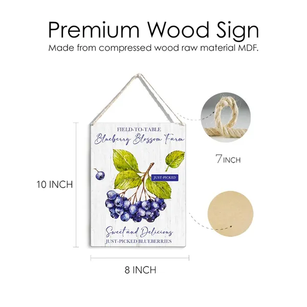 Multicolor_Blueberry_Wood_Sign_Blueberry_Blossom_Farm_Wooden_Signs_Rustic_Summer_Hanging_Plaque_Home_Wall_Art_8"_X_10"_Sign_Wall_Decor_|_For_Home_Kitchen