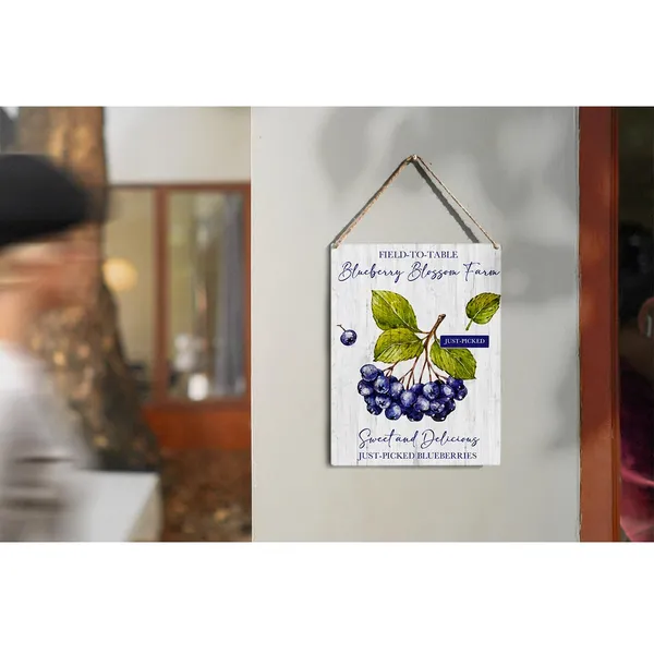 Multicolor_Blueberry_Wood_Sign_Blueberry_Blossom_Farm_Wooden_Signs_Rustic_Summer_Hanging_Plaque_Home_Wall_Art_8"_X_10"_Sign_Wall_Decor_|_For_Home_Kitchen
