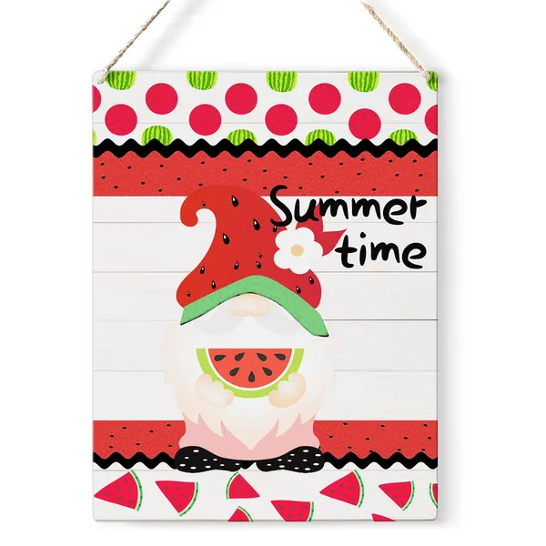 Multicolor_Watermelon_Gnome_Wood_Sign_Summer_Watermelon_Wooden_Signs_Rustic_Hanging_Plaque_Home_Wall_Art_8"_X_10"_Sign_Wall_Decor_|_For_Home_Kitchen
