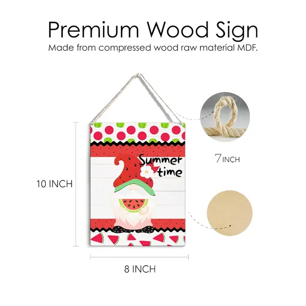 Multicolor_Watermelon_Gnome_Wood_Sign_Summer_Watermelon_Wooden_Signs_Rustic_Hanging_Plaque_Home_Wall_Art_8"_X_10"_Sign_Wall_Decor_|_For_Home_Kitchen