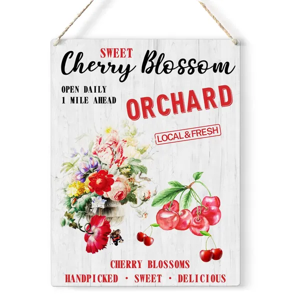 Multicolor_Summer_Cherry_Wood_Sign_Cherry_Blossom_Orchard_Wooden_Signs_Rustic_Hanging_Plaque_Home_Wall_Art_8"_X_10"_Sign_Wall_Decor_|_For_Home_Kitchen_Farmhouse