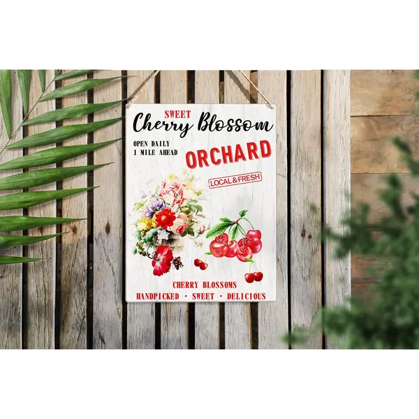 Multicolor_Summer_Cherry_Wood_Sign_Cherry_Blossom_Orchard_Wooden_Signs_Rustic_Hanging_Plaque_Home_Wall_Art_8"_X_10"_Sign_Wall_Decor_|_For_Home_Kitchen_Farmhouse