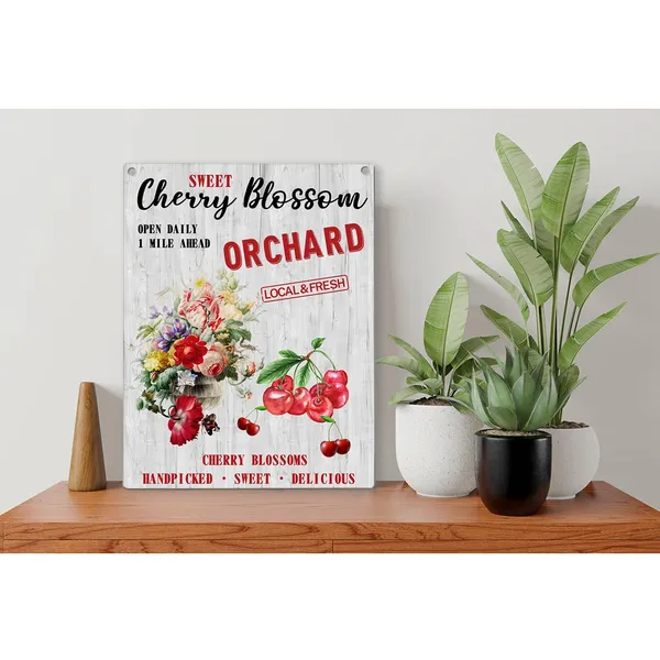 Multicolor_Summer_Cherry_Wood_Sign_Cherry_Blossom_Orchard_Wooden_Signs_Rustic_Hanging_Plaque_Home_Wall_Art_8"_X_10"_Sign_Wall_Decor_|_For_Home_Kitchen_Farmhouse