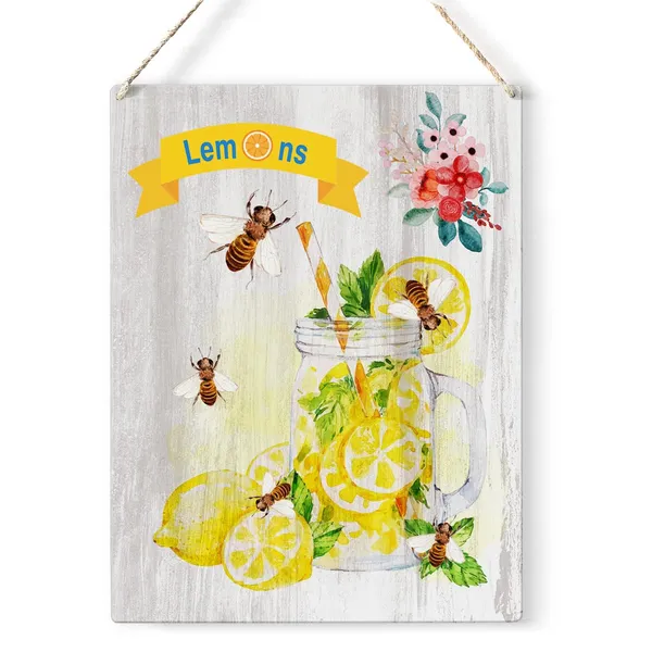 Multicolor_Lemonade_Wood_Sign_Kitchen_Lemon_Wooden_Signs_Rustic_Summer_Hanging_Plaque_Home_Wall_Art_8"_X_10"_Sign_Wall_Decor_|_For_Home_Kitchen