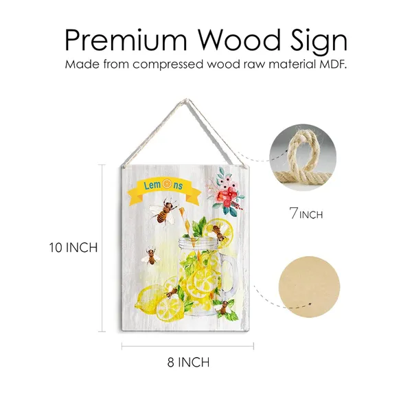 Multicolor_Lemonade_Wood_Sign_Kitchen_Lemon_Wooden_Signs_Rustic_Summer_Hanging_Plaque_Home_Wall_Art_8"_X_10"_Sign_Wall_Decor_|_For_Home_Kitchen
